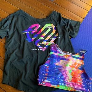 Justice girls sports bra and workout shirt